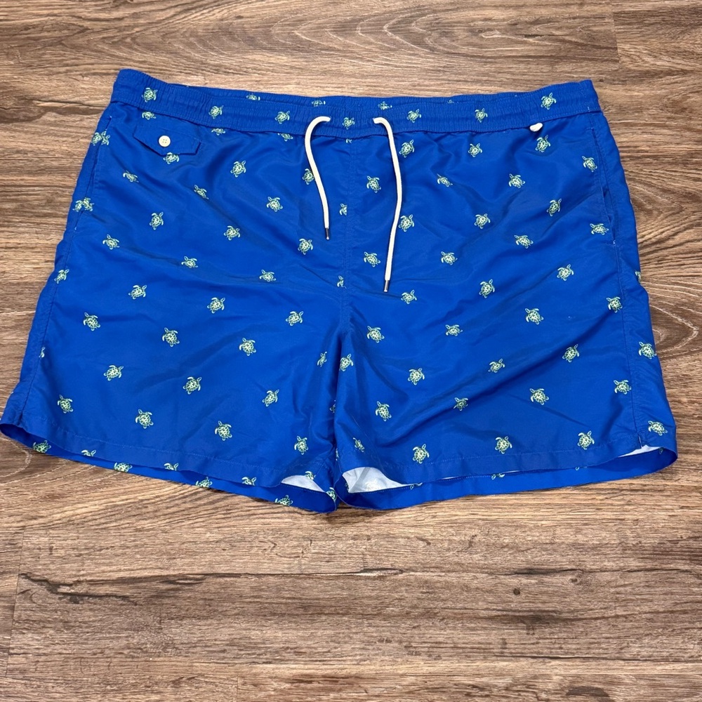 Polo by Ralph‎ Lauren Men's Swim Trunks Blue Turtles All Over Print Lined 3XL